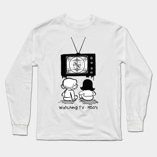 Watching the TV test pattern. 1950's Long Sleeve T-Shirt